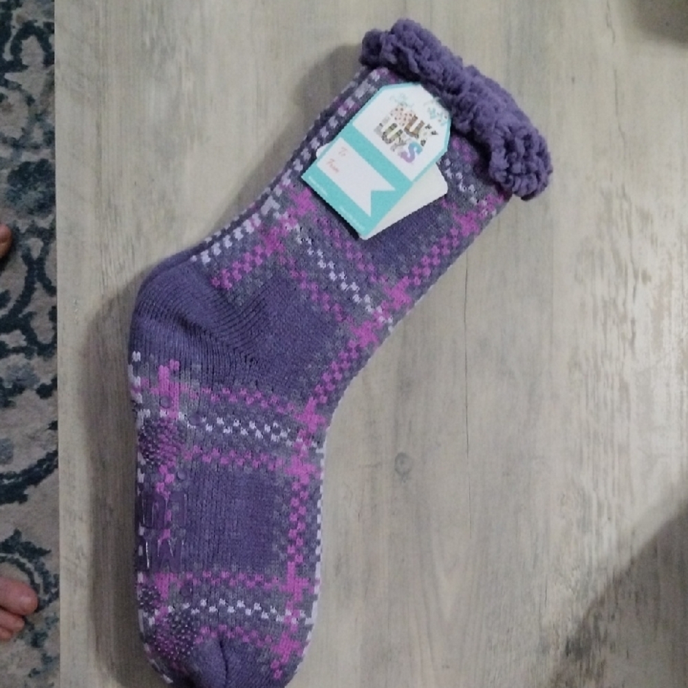 Muk Luks Purple and Pink Knit Socks